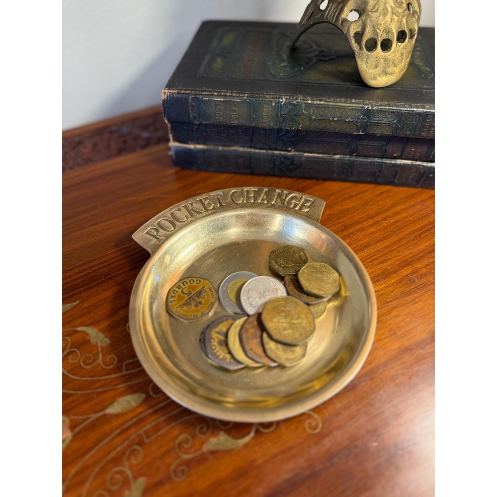 Vintage Brass Pocket Change Tray
